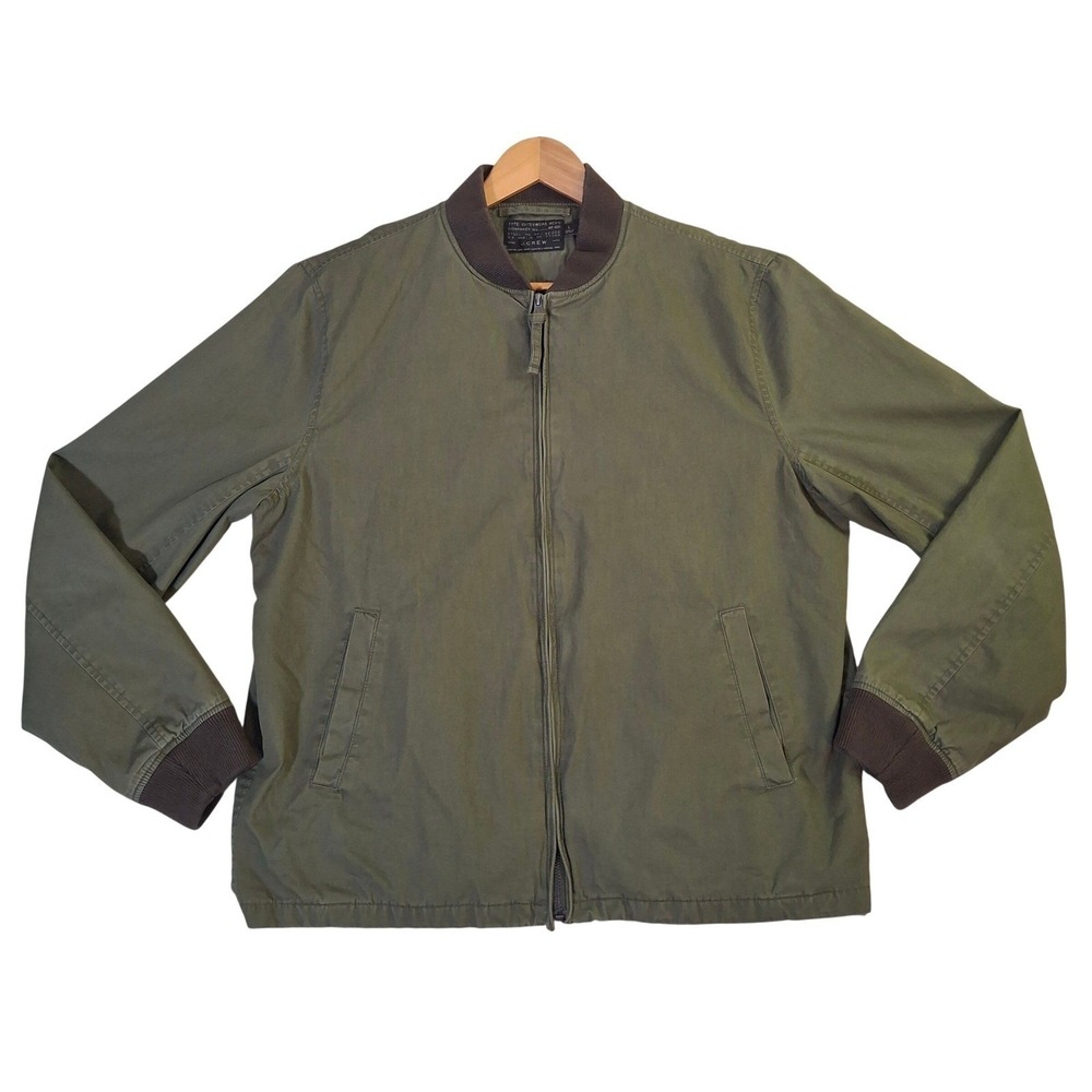 J. Crew NX-631 Military Jacket Men's Large Olive Green Cotton Bomber Flight Coat